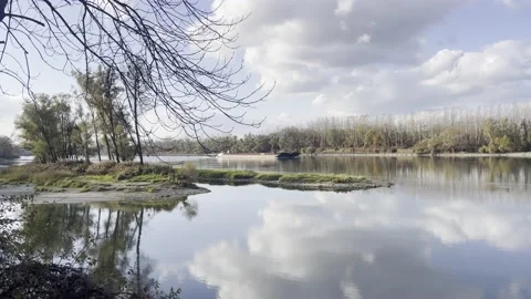 Cargo ship on the danube river Stock Footage 166717680
