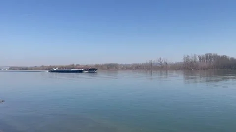 Cargo ship on the danube river Stock Footage 228368121