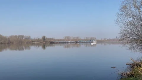 Cargo ship on the danube river Stock-Footage 228368127