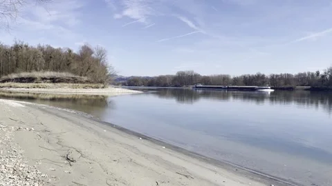 Cargo ship at the danube river Stock Footage 303555118
