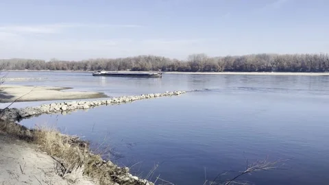 Cargo ship on the danube river Stock Footage 303555199