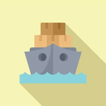 Cargo ship delivery icon flat vector. Vehicle parcel 스톡 일러스트