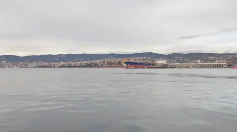Cargo ship in the dock in Trieste 스톡 동영상 60230947