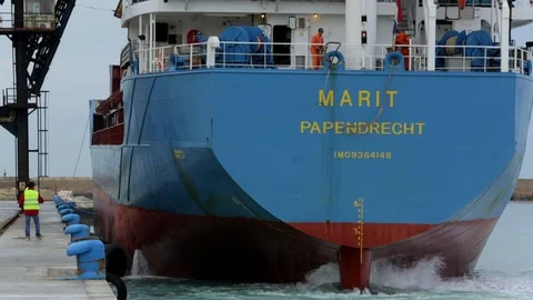 Cargo ship docking Stock Footage 108635398