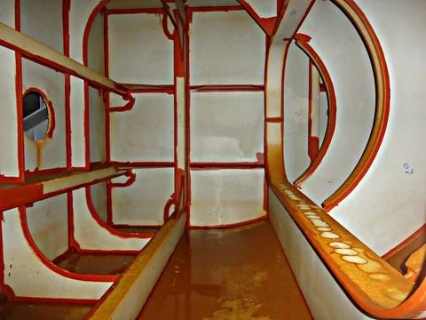 The cargo ship empty ballast tanks are prepared for annual inspection Stock Photos