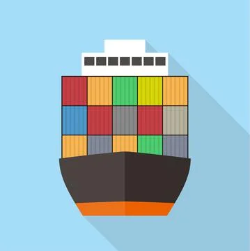 Cargo ship flat icon design vector illustration Stock Illustration