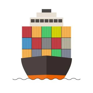 Cargo ship flat icon design vector illustration Illustrazione stock
