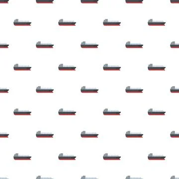 Cargo ship flat icon seamless pattern background Stock Illustration