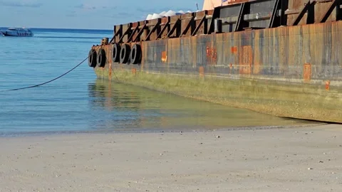 Cargo ship floating on the sea. Stock Footage 304575553