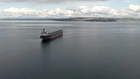 Cargo Ship Fly Over Long Distance From The Front Stock-Footage 184318739