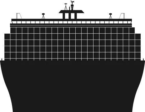 Cargo ship front view icon sign. Stock Illustration