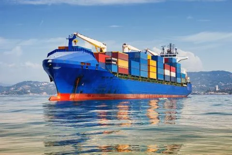 Cargo ship full of containers Stock Photos