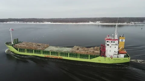 Cargo ship going to the sea Stock Footage 149035231
