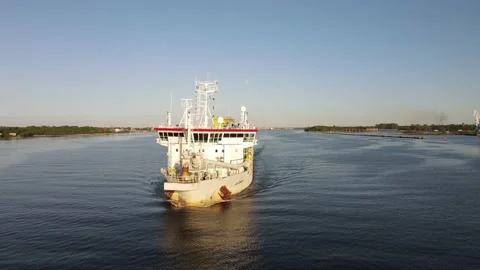 Cargo ship going to the sea Stock Footage 159278118