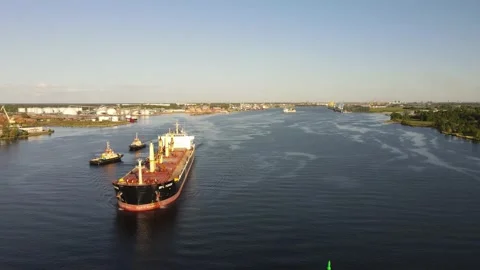 Cargo ship going to the sea Stock Footage 164646462