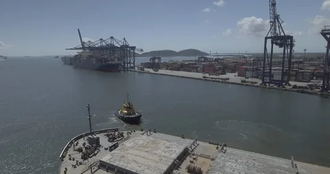 Cargo Ship on Harbor Video stock 85822030