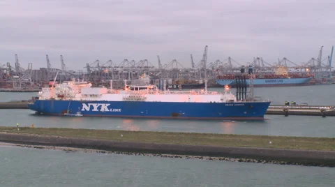 Cargo ship in harbour Stock Footage 65152474