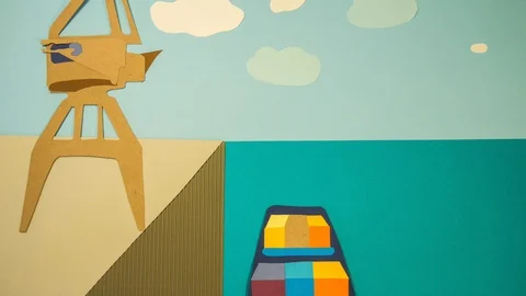 Cargo ship at the harbour Stock Footage 118676681