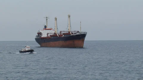 Cargo ship on the high seas Stock Footage 29908935