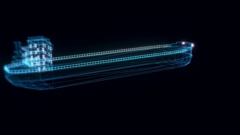 Cargo Ship hologram Rotating Stock Footage 154840449