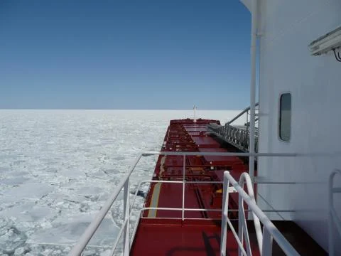 Cargo ship in the ice Stock Photos