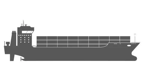 Cargo Ship Icon with Container Loads in the export-import Shipping Process. Stock Illustration