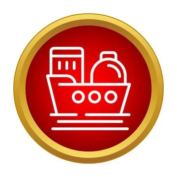 Cargo ship icon for global freight transport industry Illustrazione stock