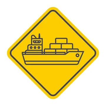 Cargo ship icon on yellow background. Stock Illustration