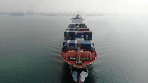 Cargo ship infront25 Stock-Footage 149901392
