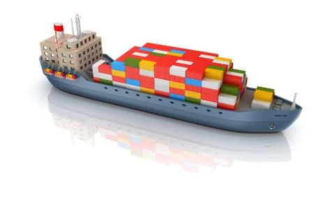 Cargo ship isolated Stock Illustration