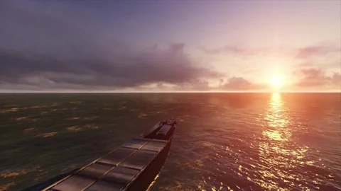 Cargo ship leaving Stock Footage 83717836