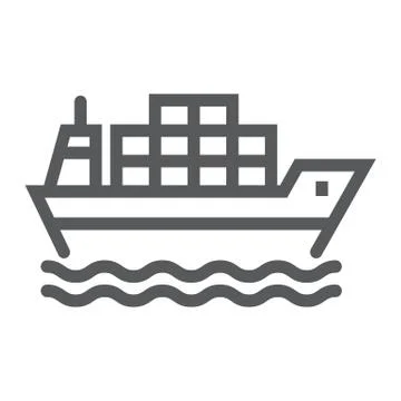 Cargo ship line icon, logistic and delivery, delivery ship sign vector graphics Stock Illustration