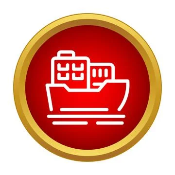 Cargo ship line icon representing global logistics and shipping Illustrazione stock
