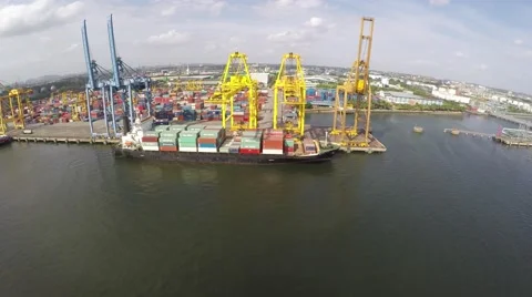 Cargo Ship Loading Containers Stock Footage 64273326