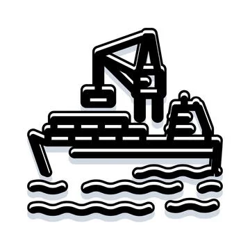 Cargo ship loading containers with port crane Stockillustratie