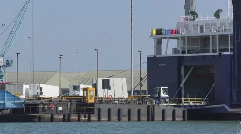 Cargo ship loading docks Stock Footage 64869410