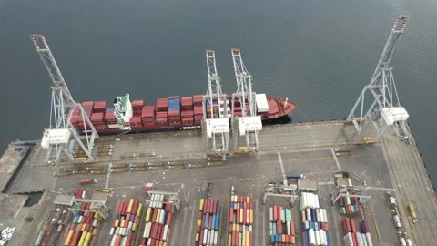 Cargo ship loading Stock Footage 237745619