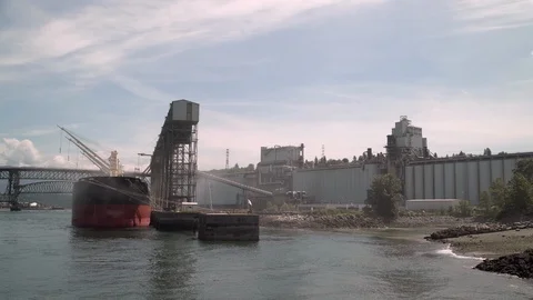 Cargo Ship Loading Grain Vancouver 4K UHD Stock Footage 109657367