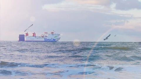 Cargo ship, logistic import and export transport industry Stock Footage 88591499