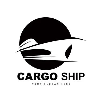 Cargo Ship Logo, Fast Cargo Ship Vector, Sailboat, Design For Ship Manufact.. Stock Illustration