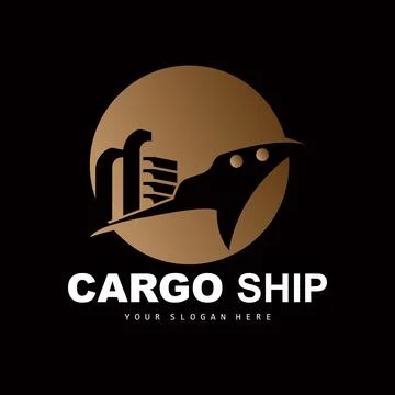 Cargo Ship Logo, Fast Cargo Ship Vector, Sailboat, Design For Ship Manufact.. Stock Illustration