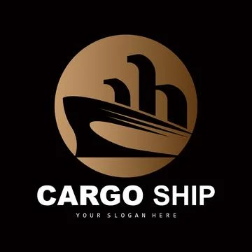Cargo Ship Logo, Fast Cargo Ship Vector, Sailboat, Design For Ship Manufact.. Stock Illustration