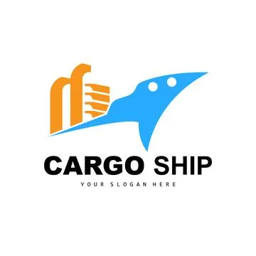 Cargo Ship Logo, Fast Cargo Ship Vector, Sailboat, Design For Ship Manufact.. Stock Illustration