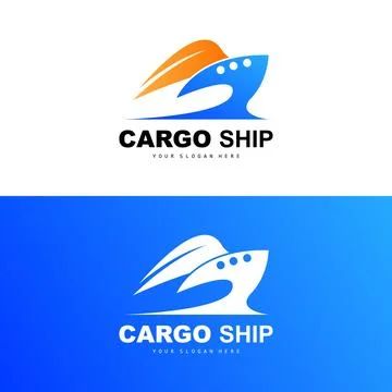 Cargo Ship Logo, Fast Cargo Ship Vector, Sailboat, Design For Ship Manufact.. Stock Illustration
