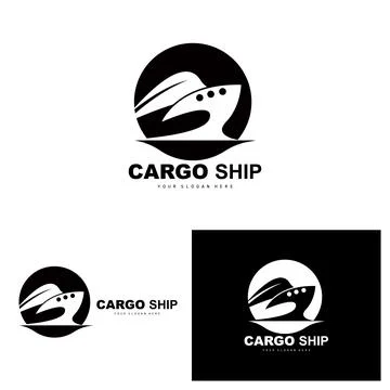 Cargo Ship Logo, Fast Cargo Ship Vector, Sailboat, Design For Ship Manufact.. Stock Illustration