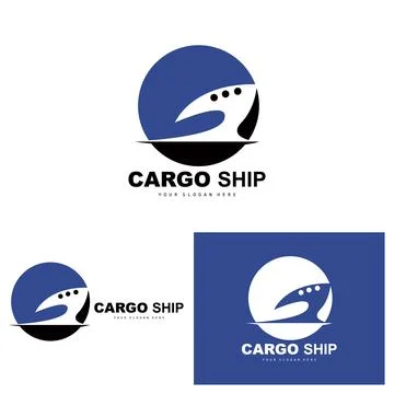 Cargo Ship Logo, Fast Cargo Ship Vector, Sailboat, Design For Ship Manufact.. Stock Illustration