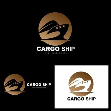 Cargo Ship Logo, Fast Cargo Ship Vector, Sailboat, Design For Ship Manufact.. Stock Illustration