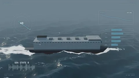 Cargo ship meeting a squall line at sea aerial squall front drone footage lo 스톡 동영상 343617175
