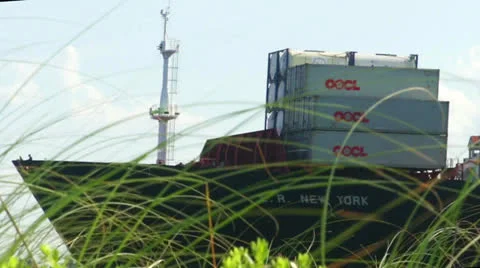 Cargo Ship in Miami Stock Footage 24621225