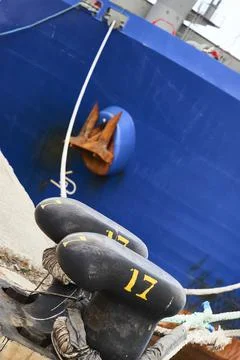 Cargo ship moored Stock-Fotos